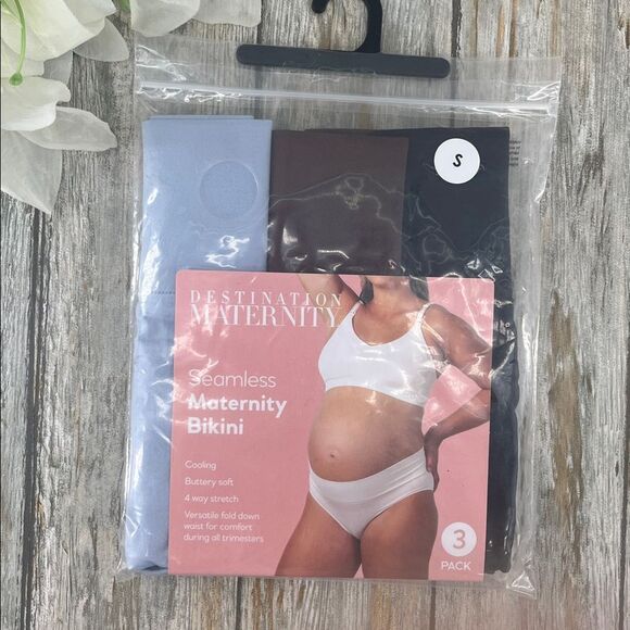Women’s Destination Maternity Foldover Bikini Panty 3-Pack Size S - Picture 1 of 5